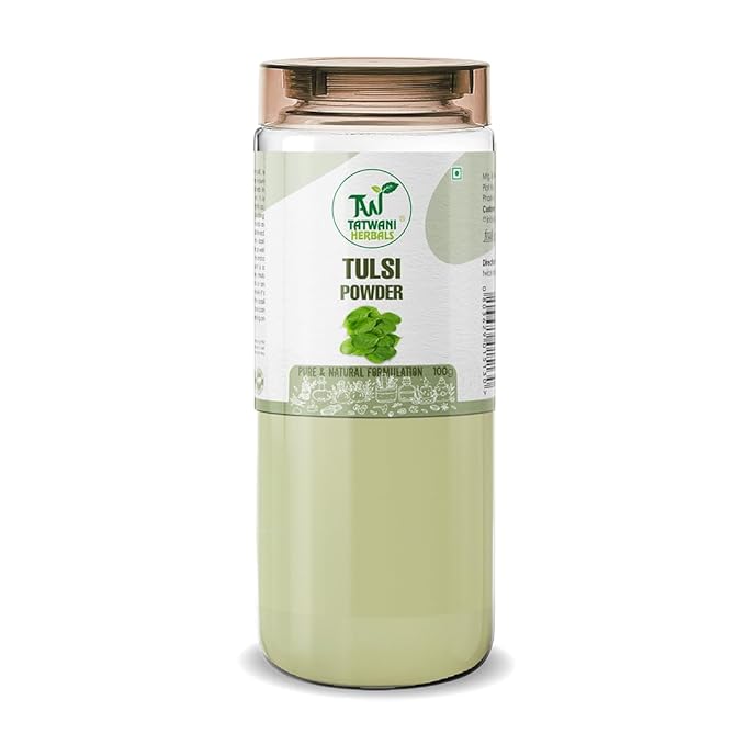 TATWANI HERBALS Tulsi Powder 100g | Holy Basil Leaves Extract for Immunity Boost and Respiratory Wellness Men & Women (Pack of 2)