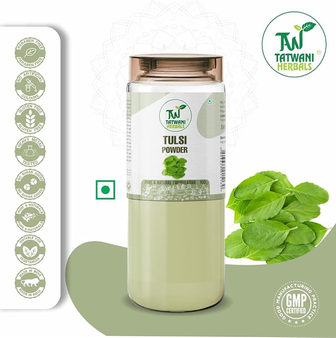 TATWANI HERBALS Tulsi Powder 100g | Holy Basil Leaves Extract for Immunity Boost and Respiratory Wellness Men & Women (Pack of 2)