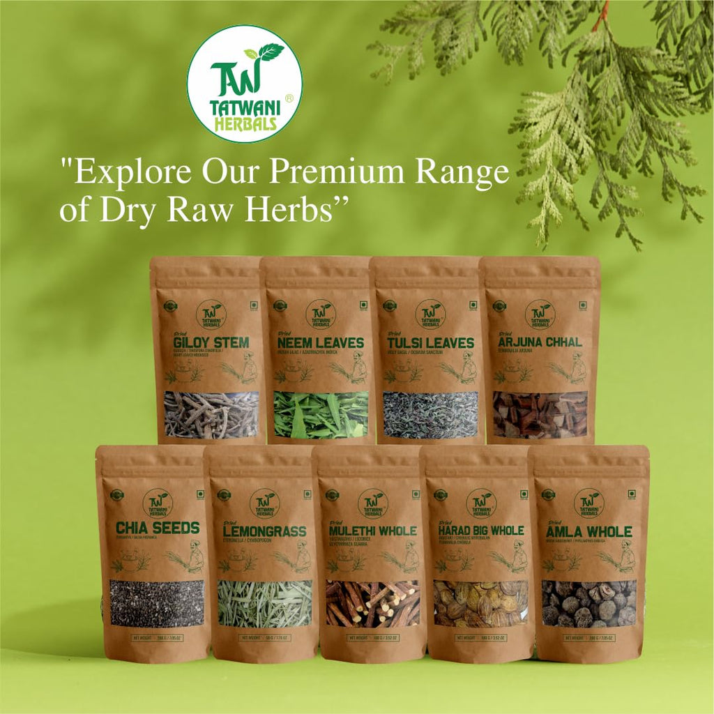 Tatwani Herbals Dried Neem Leaves 60gram for Face, Skin, Hair Growth Pack (Sun-Dried Stemless)