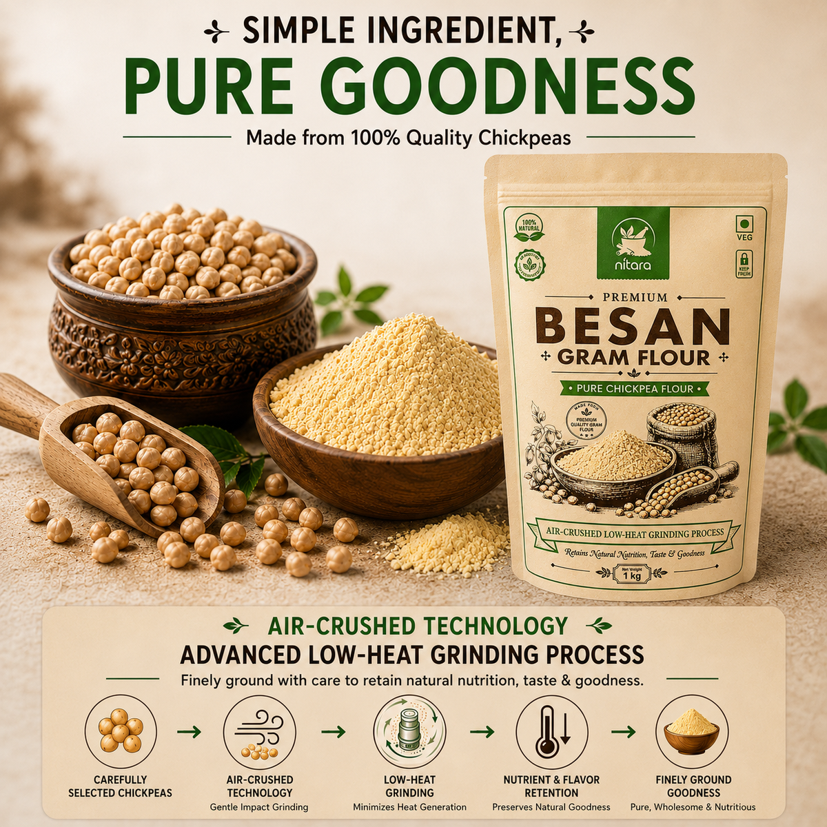 NITARA Besan | Premium Quality | 1kg