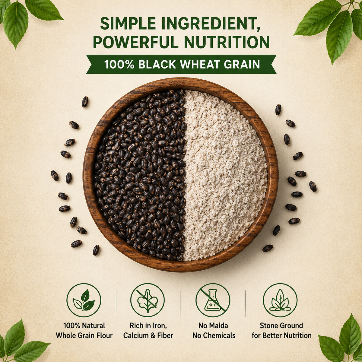 NITARA Black Wheat Flour | Premium Quality | 1kg