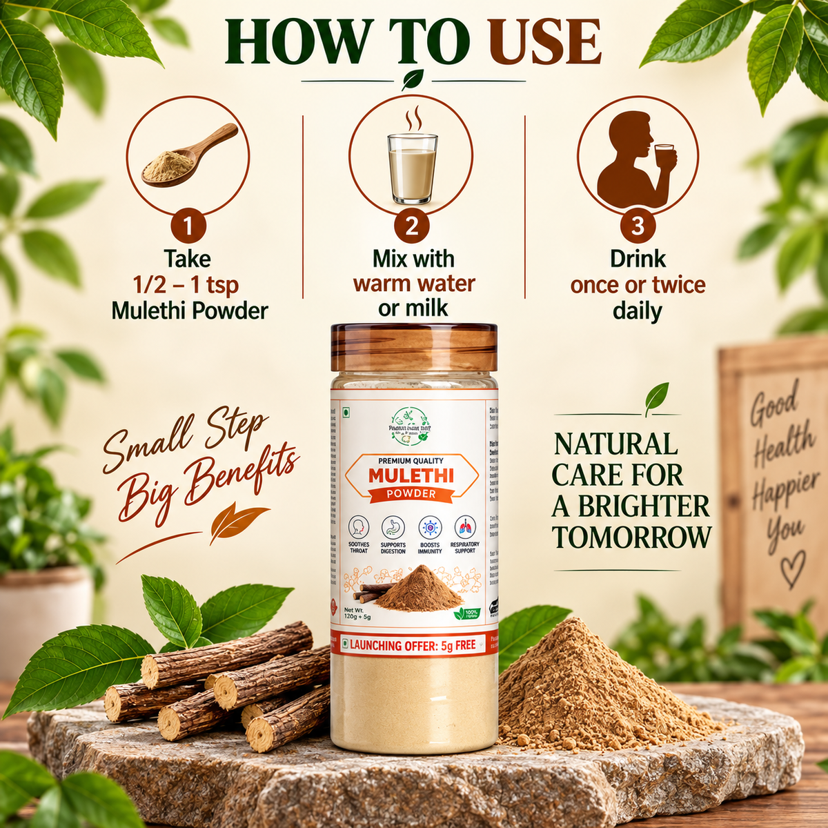 Naturecraft Mulethi Powder – 125 g (5 g Extra Free)