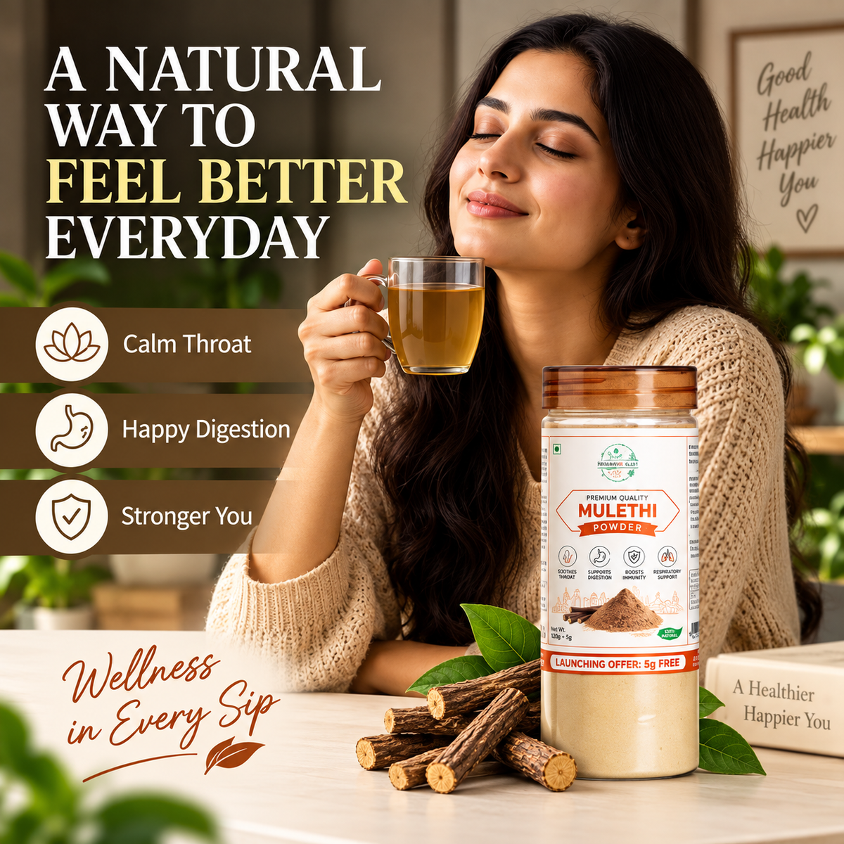 Naturecraft Mulethi Powder – 125 g (5 g Extra Free)