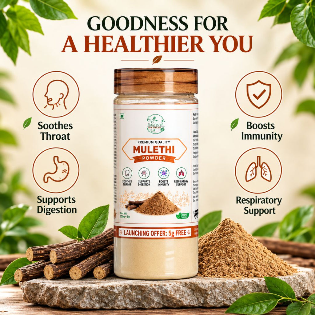 Naturecraft Mulethi Powder – 125 g (5 g Extra Free)