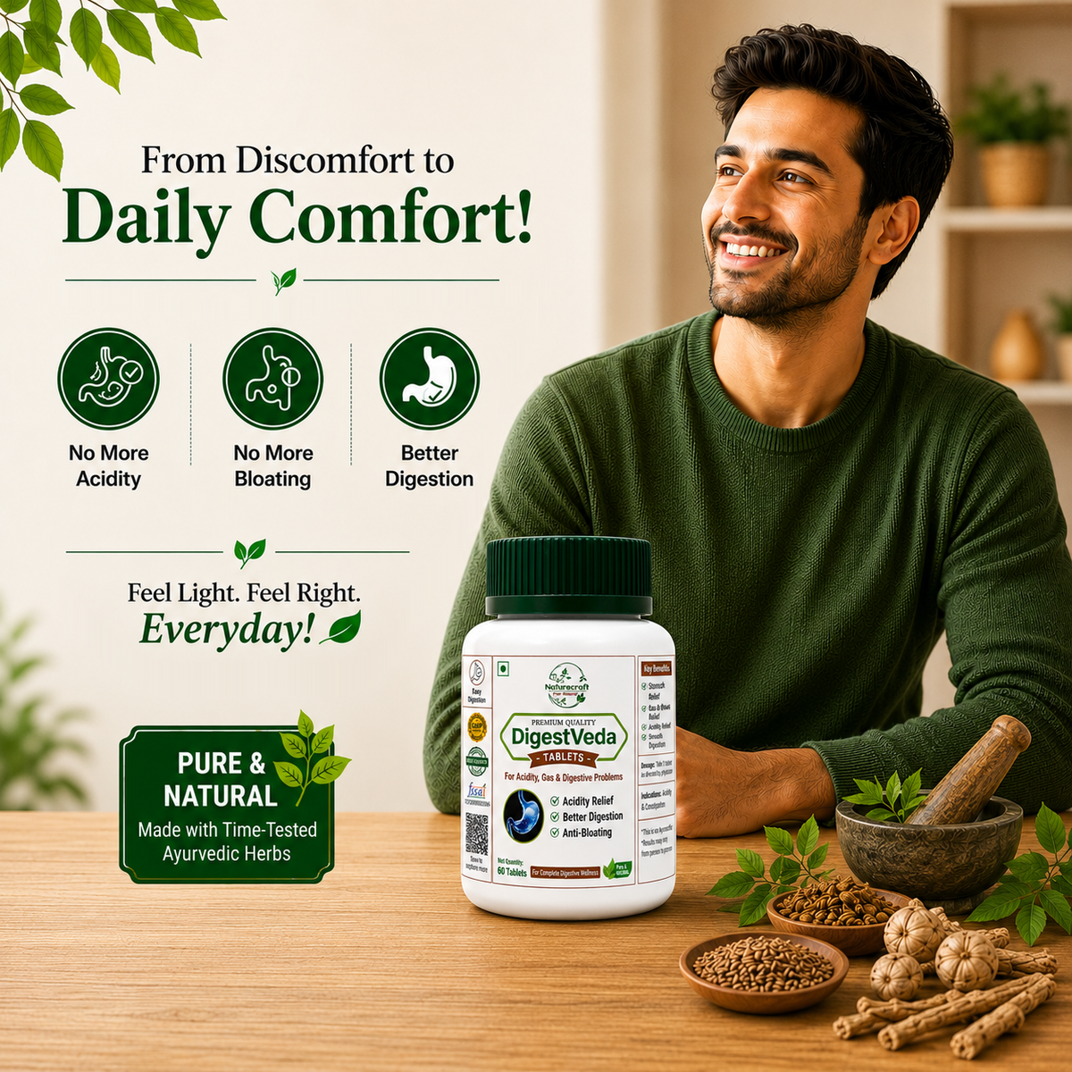 Naturecraft DigestVeda Tablets – Ayurvedic Digestive Support