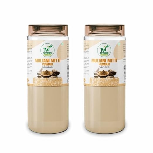TATWANI HERBALS 100% Pure & Natural Multani Mitti Powder for Face Pack 100gm pack of 2 | Natural Fuller’s Earth for Face & Hair Packs | Removes Dead Skin, Cleanses Pores, Reduces Dandruff & Scalp Itchiness (Pack of 2)