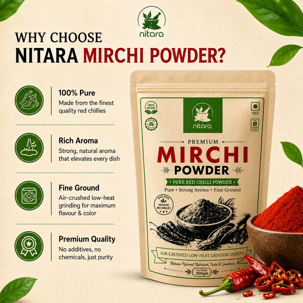 NITARA Mirch Powder | Premium Quality | 200g