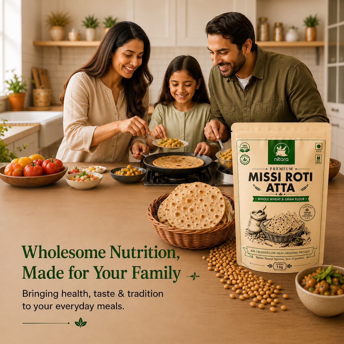 NITARA Missi Roti Atta | Premium Quality | 1kg