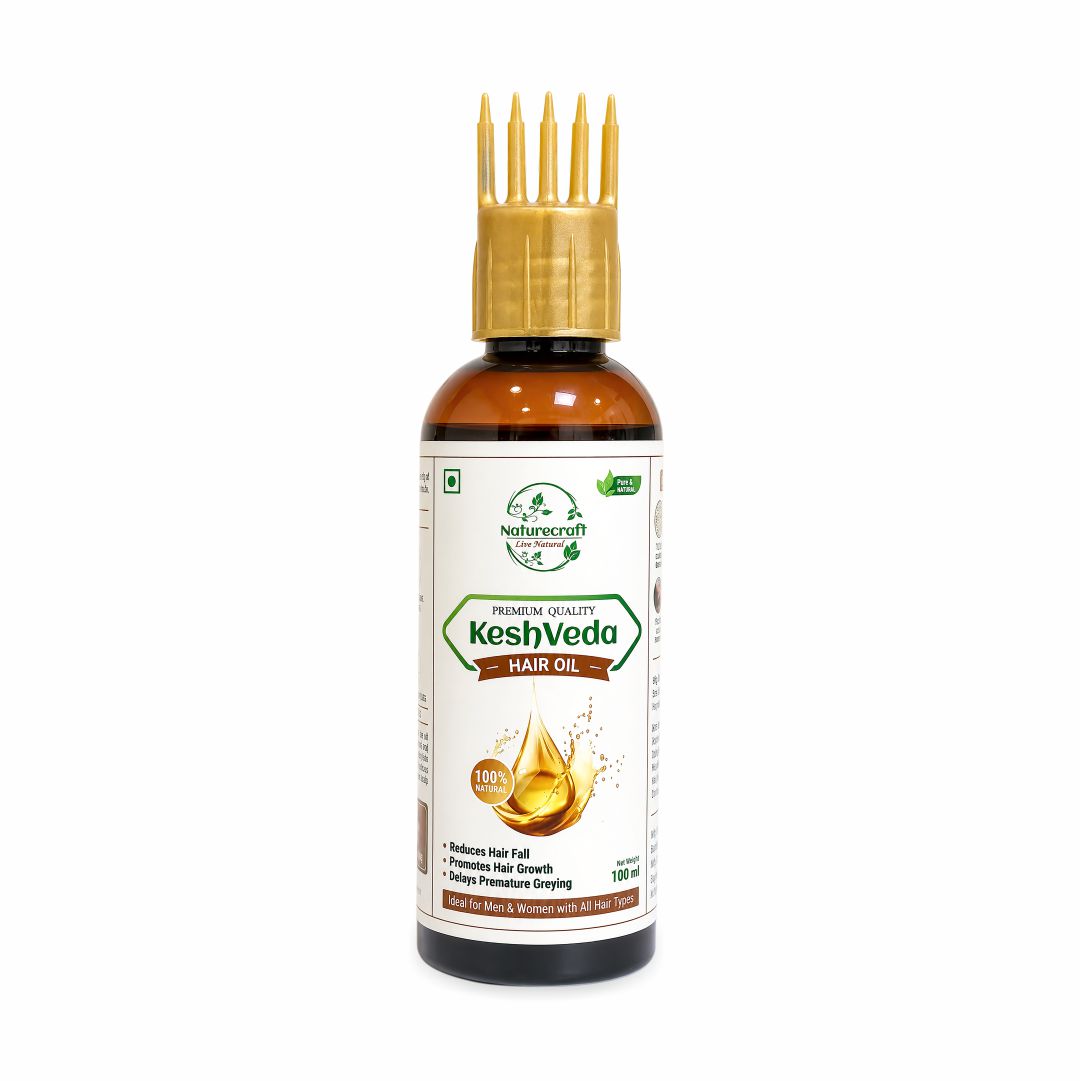 Naturecraft Keshveda Hair Oil | Ayurvedic Herbal Hair Oil | Traditional Botanical Blend |   Natural Scalp & Hair Care | Premium Quality