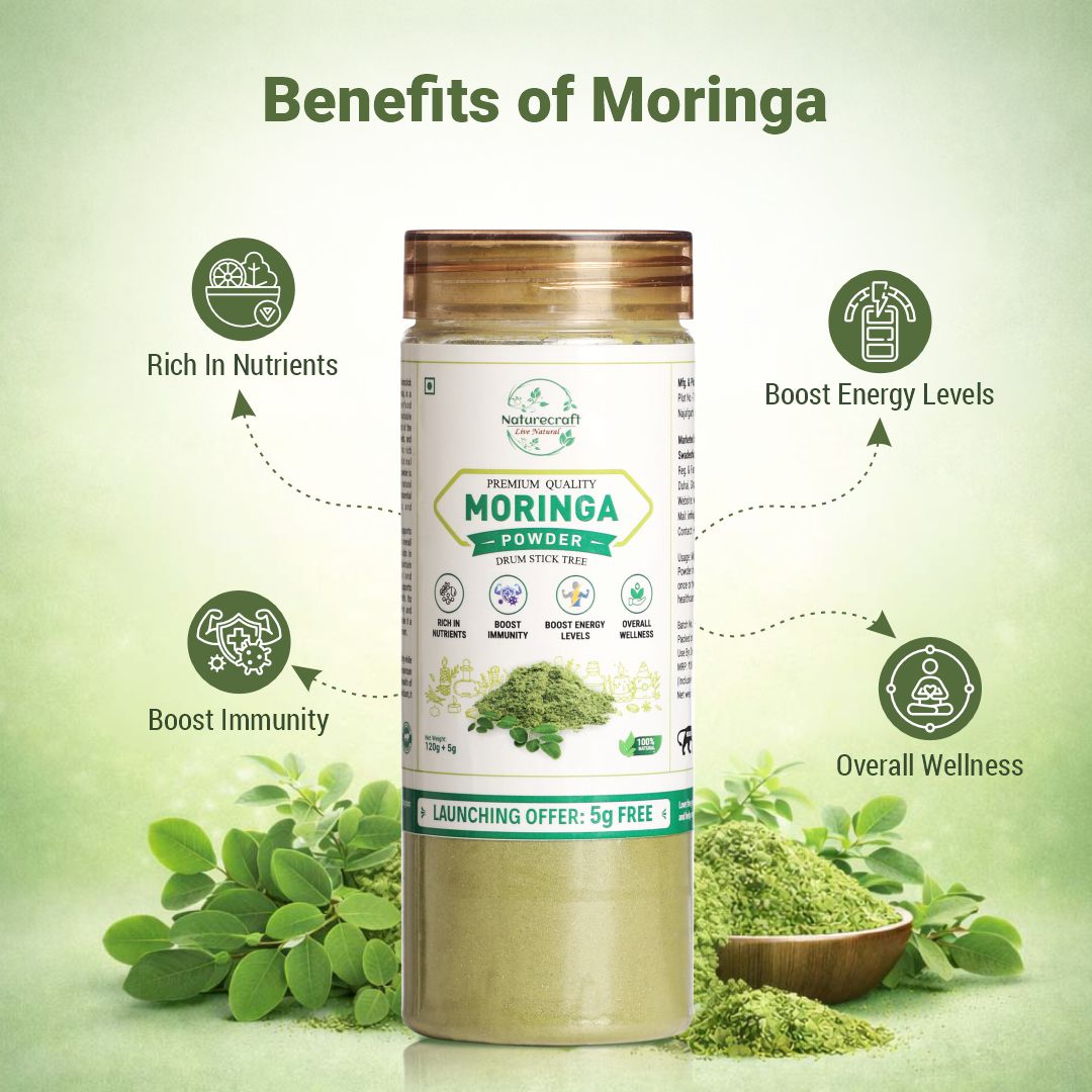Naturecraft Moringa Powder – 125 g (5 g Extra Free)