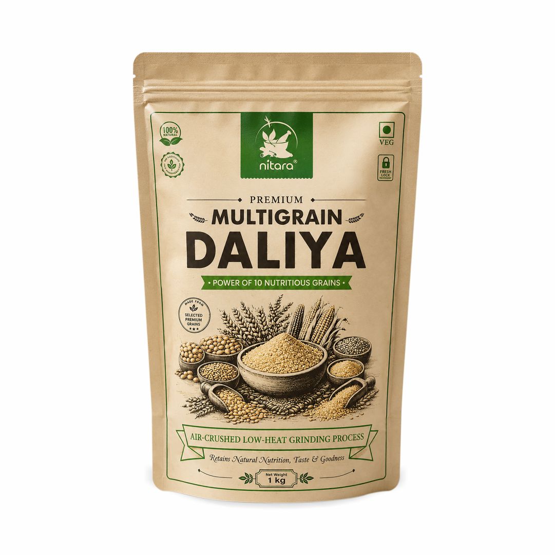 NITARA Multigrain Daliya | 10 Grain Blend | Air-Crushed Processing | Super Breakfast | 1kg