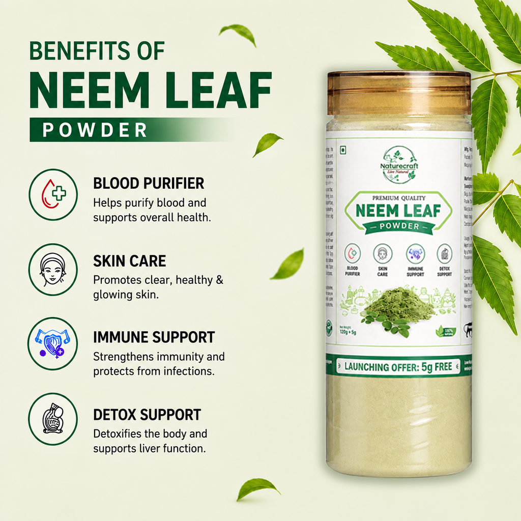 Naturecraft Neem Leaf Powder – 125 g (5 g Extra Free)
