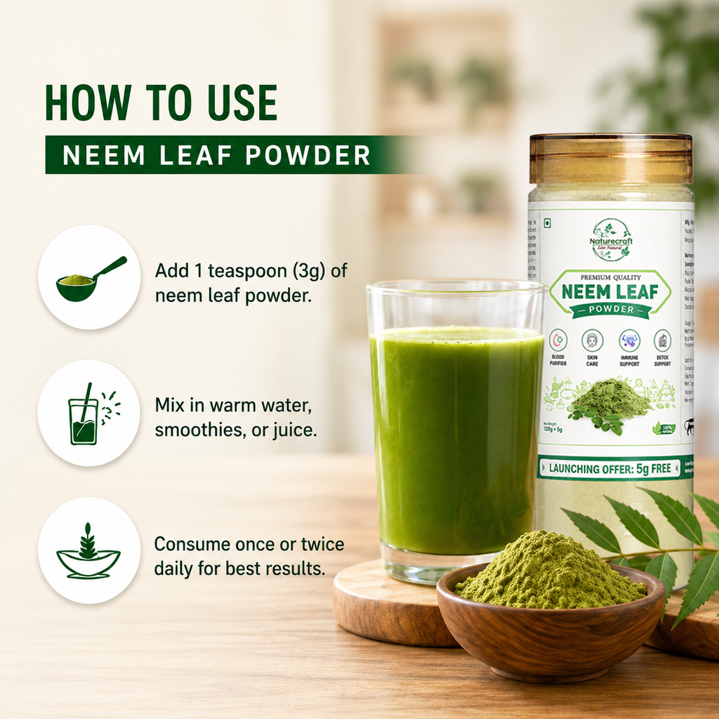 Naturecraft Neem Leaf Powder – 125 g (5 g Extra Free)