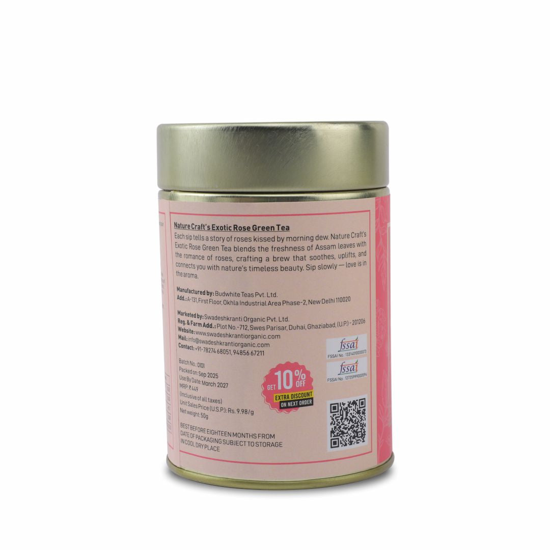 Naturecraft Exotic Rose Green Tea – 100% Natural Detox & Glow Blend 50g