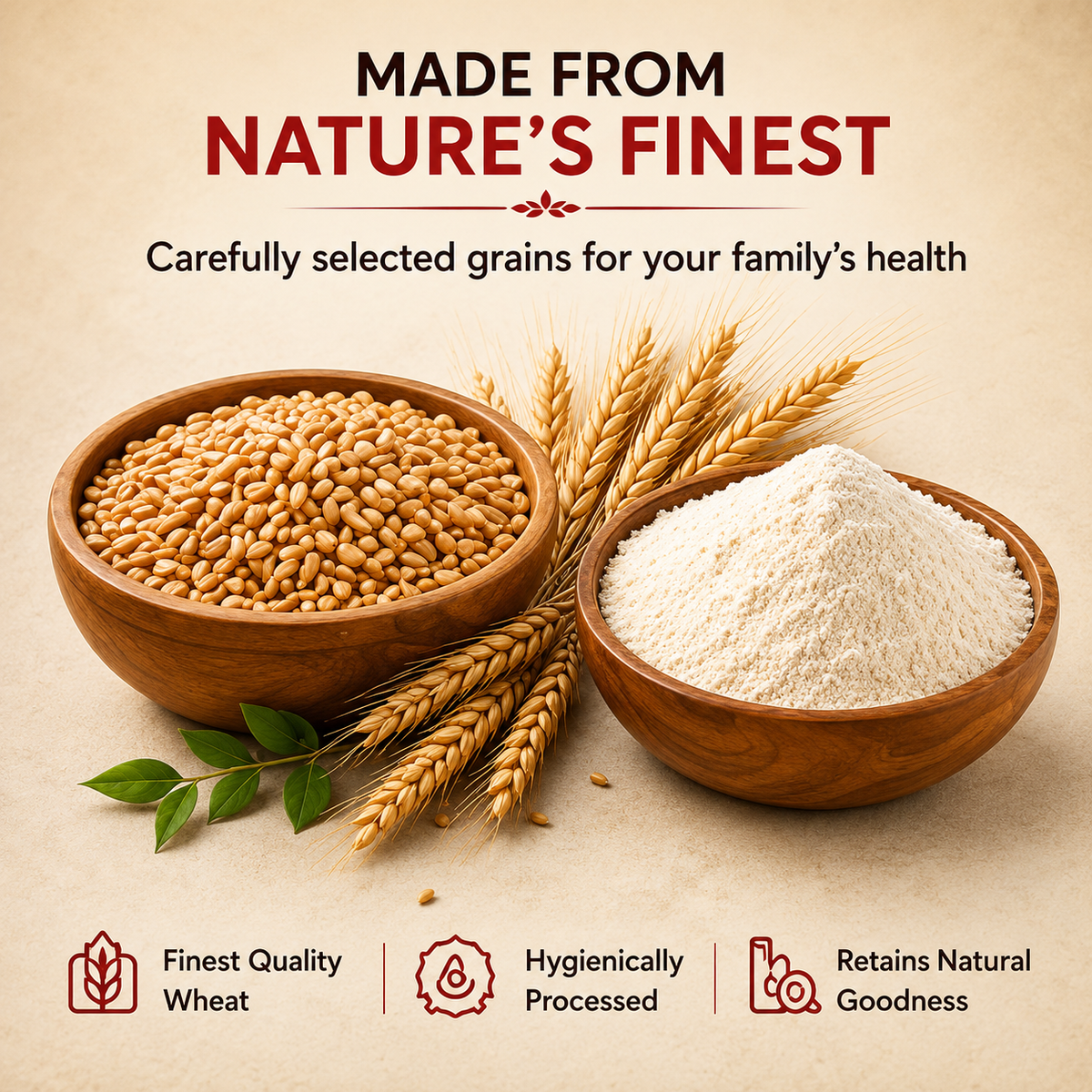 NITARA Whole Wheat Atta 10 Kg | Air-Crushed Processing | Made from Premium Quality Wheat | No Added Preservatives | Soft & Tasty Rotis