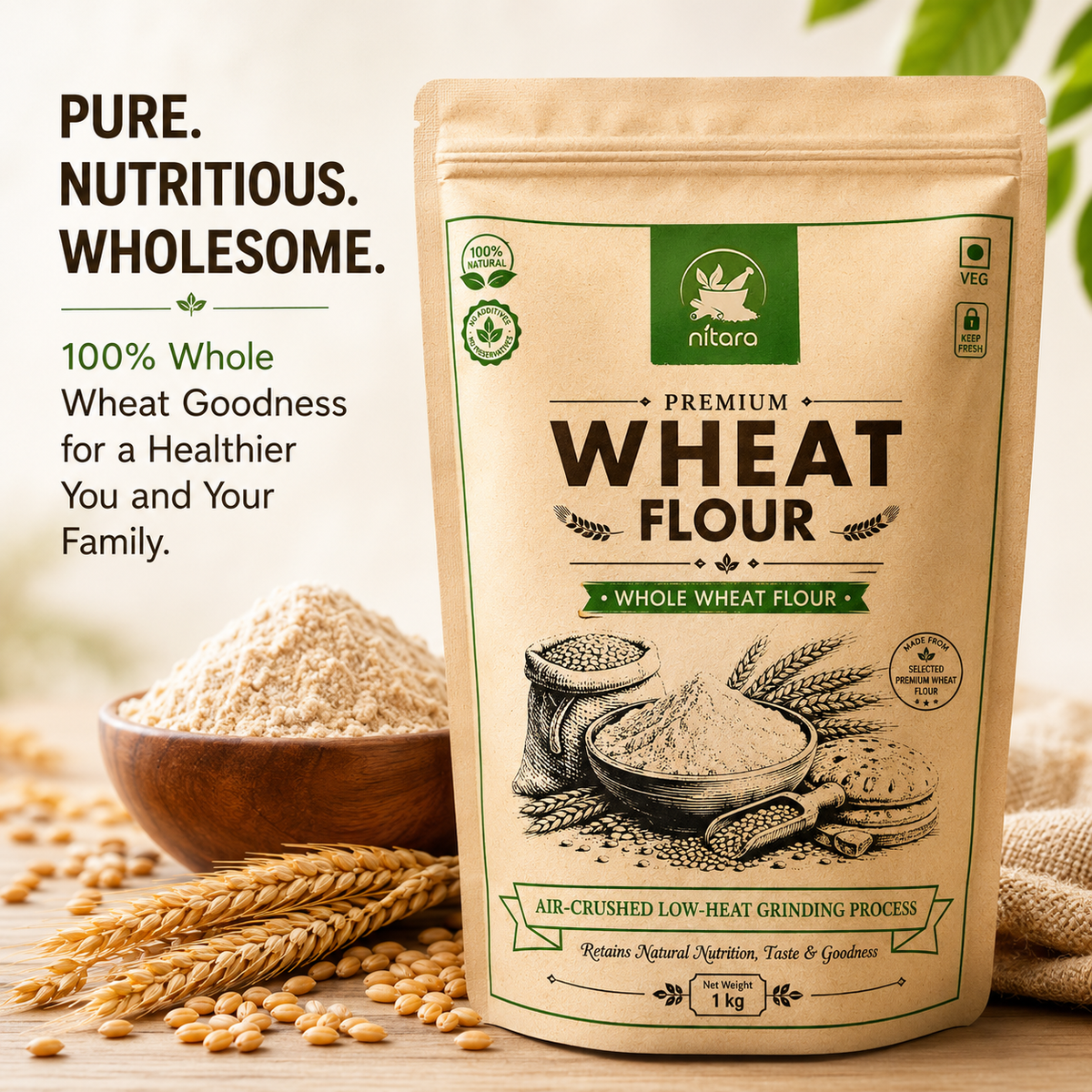 NITARA Wheat Flour Natural | Premium Quality | 1kg