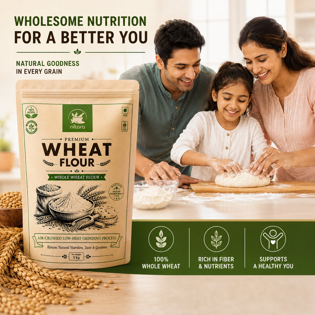 NITARA Wheat Flour Natural | Premium Quality | 1kg